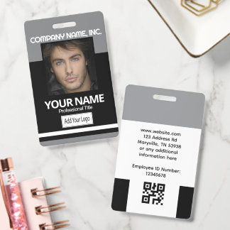 Employee Photo Badge ID - Black and Gray Ausweis