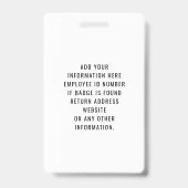 Employee Photo ID Company Security Badge Ausweis (Rückseite)