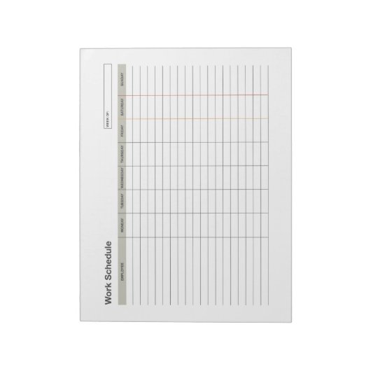 Employee Work Schedule Notizblock (Rotiert)