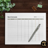 Employee Work Schedule  Notizblock