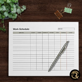 Employee Work Schedule  Notizblock