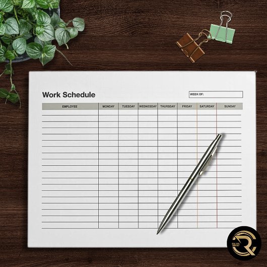 Employee Work Schedule  Notizblock