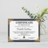 Employee Years of Service Certificate Gold Begleitkarte (Stehend Vorderseite)