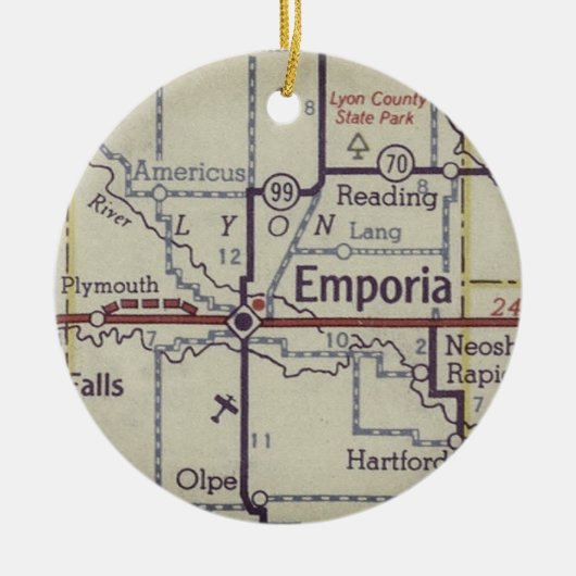 Emporia Kansas Vintage Keramik Ornament (Vorne)