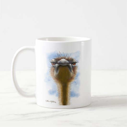Empörte Strauß-Karikatur Kaffeetasse (Links)