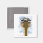Empörte Strauß-Karikatur Magnet (Vorderseite/Rückseite)