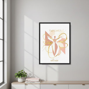 Empower Abstrakte Goldene Frauensilhouette-Kunst Leinwanddruck