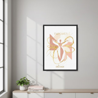 Empower Abstrakte Goldene Frauensilhouette-Kunst Leinwanddruck