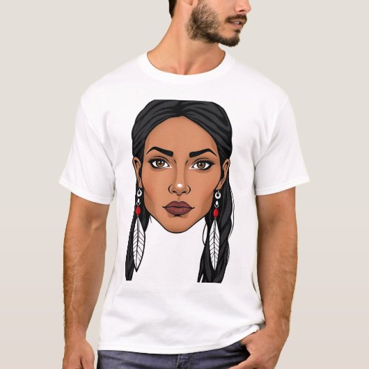 Empowered Cherokee Woman Face T-Shirt (Vorderseite)