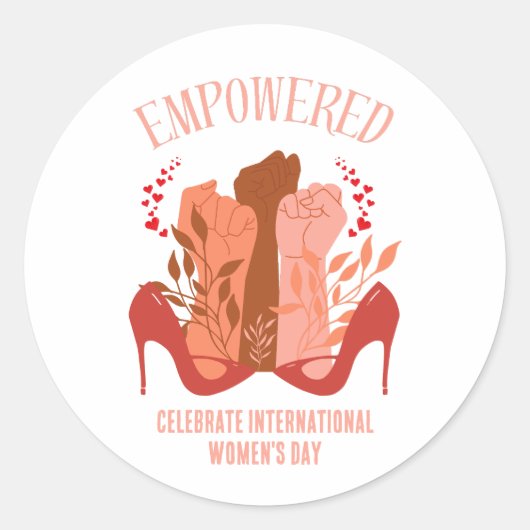 EMPOWERED Fists Stiletto International Women's Day Runder Aufkleber (Vorderseite)