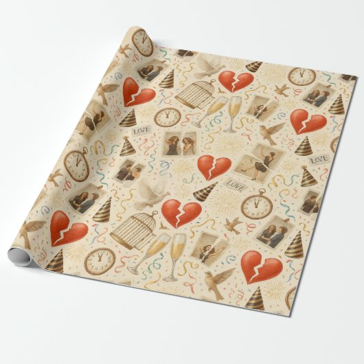 Empowered Red Heart Collage Holiday Geschenkpapier (Ungerollt)