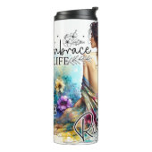 Empowered Woman Floral | Zitate zum Thema Inspirat Thermosbecher (Nach links gedreht)