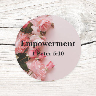 Empowerment 1 Peter 5:10 Verse Elegante Rosen Rose Runder Aufkleber