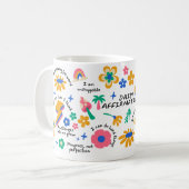 Empowerment Retro-Geschenk, Groovy Blumenbejahung Kaffeetasse (Vorderseite Links)