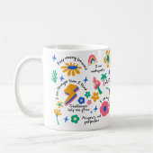 Empowerment Retro-Geschenk, Groovy Blumenbejahung Kaffeetasse (Links)
