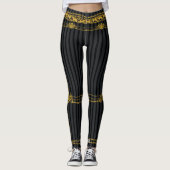 Empress Black & Gray Stripe Gold Ketten Leggings (Vorderseite)