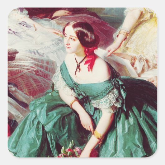 Empress Eugenie und ihre Damen in Wart Quadratischer Aufkleber (Vorderseite)