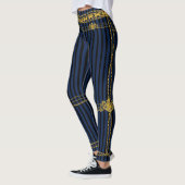 Empress Gold Chain Lion Emblem Black Blue Strip Leggings (Links)