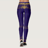Empress Gold Chain Lion Emblem Lila Streifen Leggings (Rückseite)