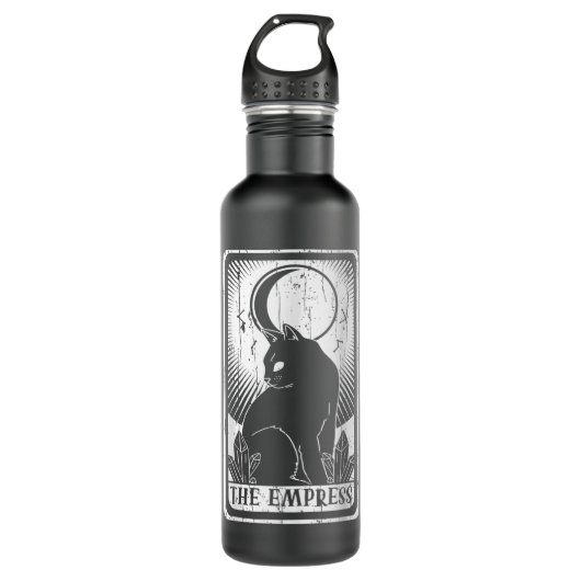 Empress Moon Cat Tarot Card Pagan Goblincore Goth Edelstahlflasche (Vorderseite)
