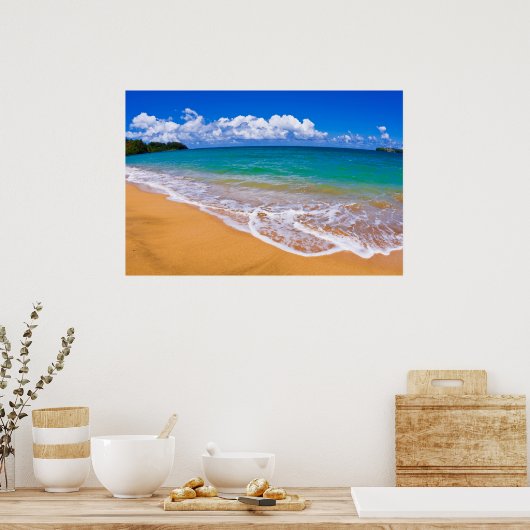 Empty Beach And Blue Waters Poster (Küche)