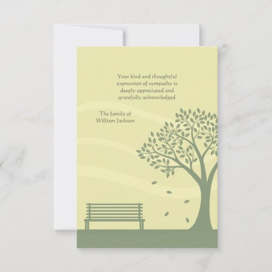 Empty Bench Bereavement Vielen Dank Notecard Mitteilungskarte (Vorderseite)