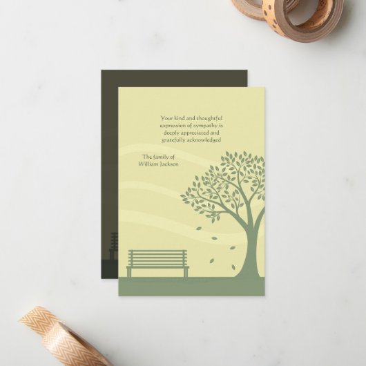 Empty Bench Bereavement Vielen Dank Notecard Mitteilungskarte (Vorderseite/Rückseite Beispiel)