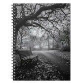 Empty Bench Twisted Trees Path Notebook Notizblock (Vorderseite)