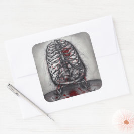 Empty Cage Anatomie Herzchirurgie Horror Kunst Quadratischer Aufkleber