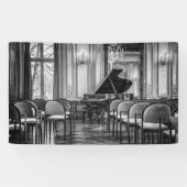 Empty Notes Black and White Music Fotografy Banner (Horizontal)
