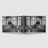 Empty Notes Black and White Music Fotografy Gästebuch (Voll)