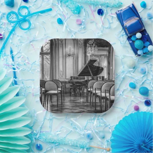 Empty Notes Black and White Music Fotografy Pappteller (Party)