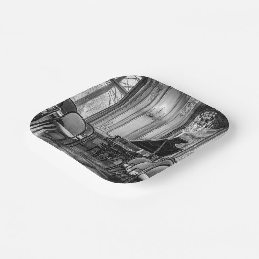 Empty Notes Black and White Music Fotografy Pappteller (Gewinkelt)