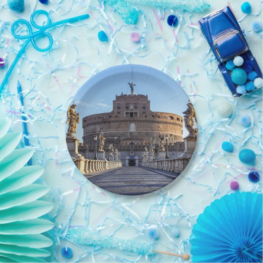 Empty Ponte Sant'Angelo im Morgengrauen - Rom, Ita Pappteller (Party)