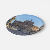 Empty Ponte Sant'Angelo im Morgengrauen - Rom, Ita Pappteller (Schrägansicht)