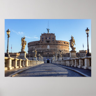 Empty Ponte Sant'Angelo im Morgengrauen - Rom, Ita Poster