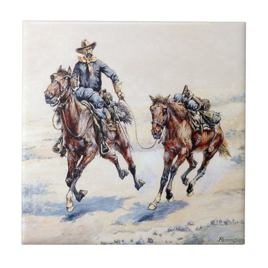 Empty Saddle Western Art von Frederic Remington Fliese (Vorderseite)