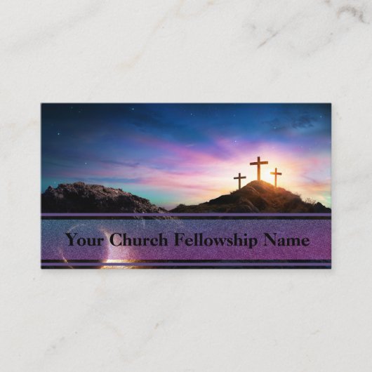 Empty Tomb Three Crosses Sunset Church Pastor Visitenkarte (Vorderseite)