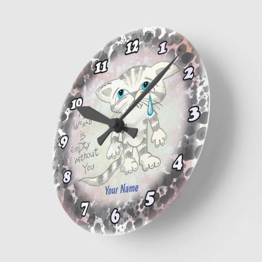 Empty World Sad Cat Runde Wanduhr (Winkel)