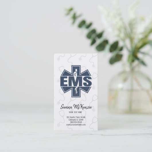 EMS Denim Textur Visitenkarte (Stehend Vorderseite)