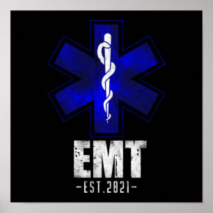 EMS Emergency EMT Est. 2021 Student Abschluss Poster