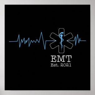 EMS Emergency EMT Est. 2021 Student Abschluss Poster