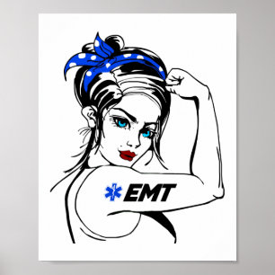 EMS Emergency EMT Rosie The Riveter Poster