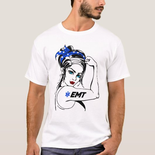 EMS Emergency EMT Rosie The Riveter T-Shirt (Vorderseite)