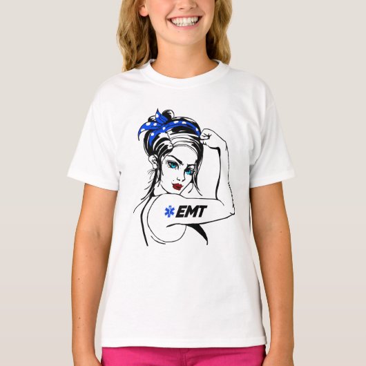 EMS Emergency EMT Rosie The Riveter T-Shirt (Vorderseite)