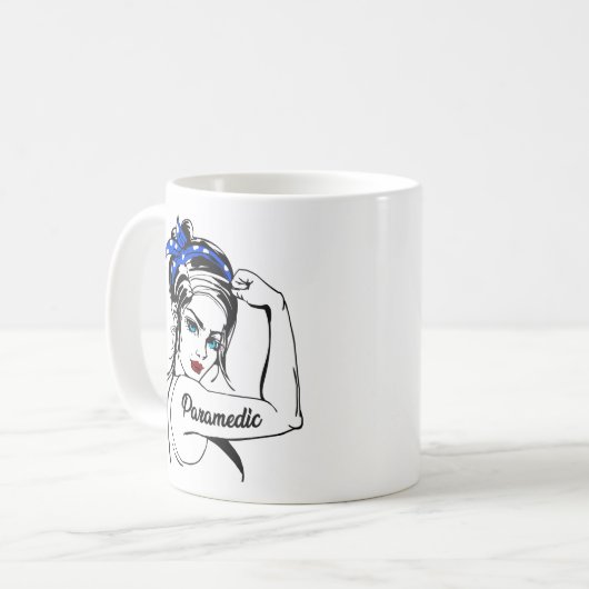 EMS Emergency Paramedic Rosie The Riveter Kaffeetasse (Vorderseite Links)