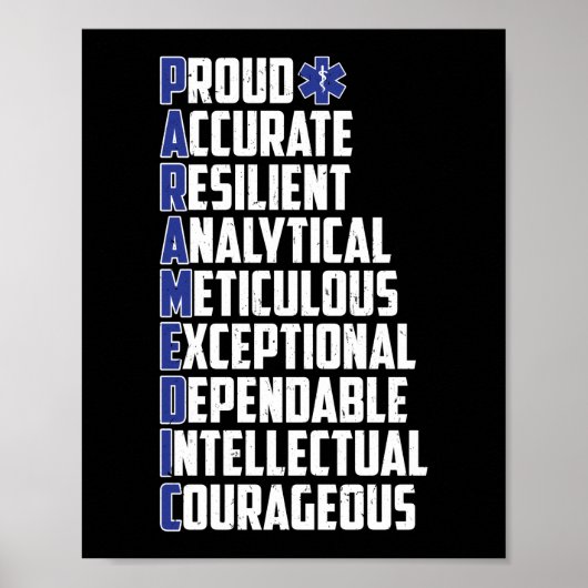 EMS Emergency Paramedic Word Cloud Poster (Vorne)