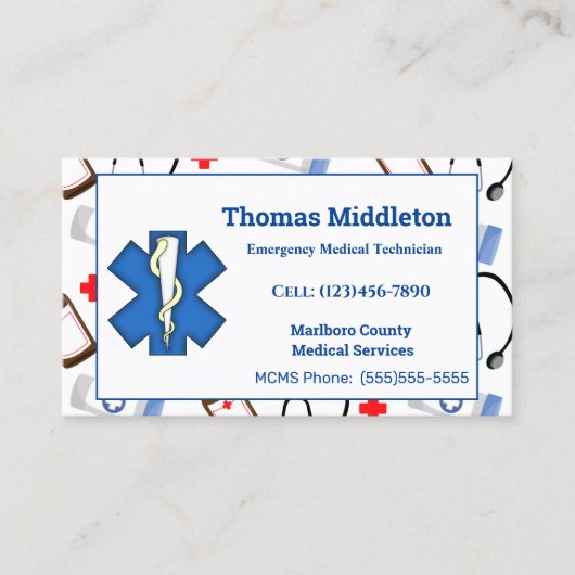 EMS/EMT-Kontakt Telefonnummerkarte (Vorderseite)