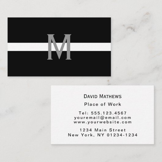 EMS EMT verdünnen weiße Linie mit Monogramm Visitenkarte (Vorne/Hinten)