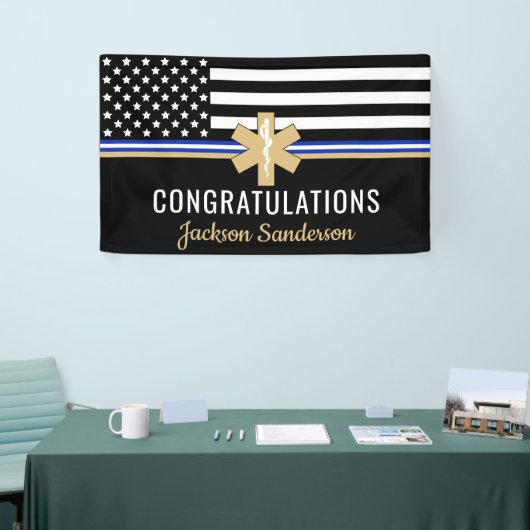 EMS First Responder White Line Flag EMT Retirement Banner (Messeveranstaltung)
